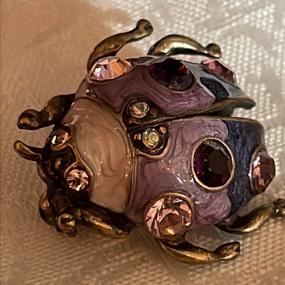 Art Deco Scarab Beetle Pin, Lavender Bug Pin - Picture 4 of 6